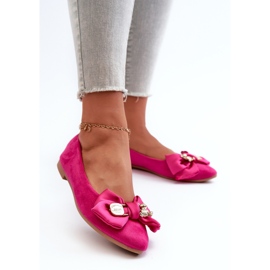 Ballerine da Donna in Eco Camoscio Con Fiocco e Spilla Fucsia Satris rosa 2