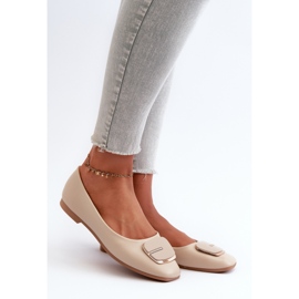 Ballerine Da Donna In Eco Pelle Con Decorazione, Beige Edoslli 1