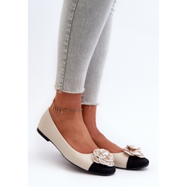 Ballerine da donna in ecopelle con dettaglio decorativo Beige Dinella 1