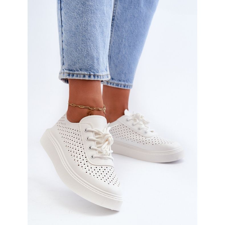 Sneakers Traforate Su Platform Bianca Tanvi bianco 2