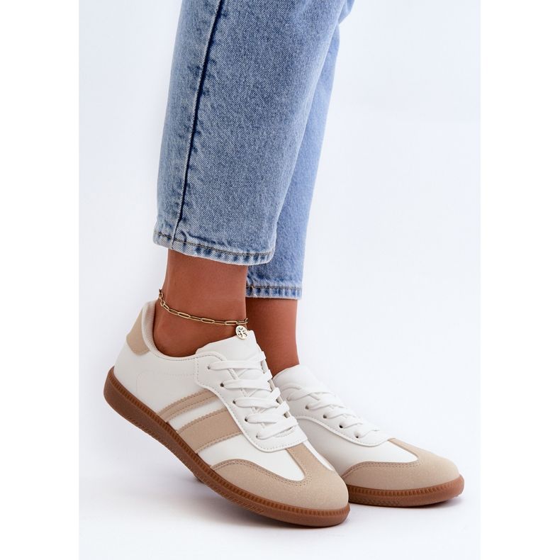 Sneakers Basse da Donna in Ecopelle Beige Dorvalia 1