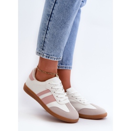 Sneakers Basse da Donna in Eco Pelle Bianca e Rosa Relialia 1