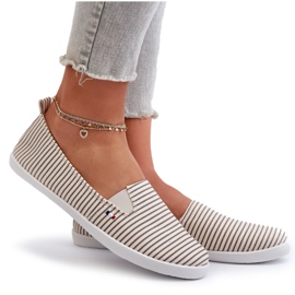 News Scarpe da ginnastica a righe slip-on Pazaria beige da donna 4