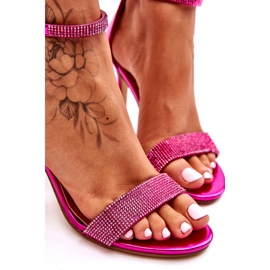 Sandali Con Tacco Alto Da Donna Con Strass, Fucsia rosa 1