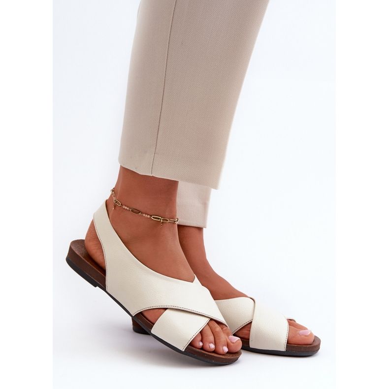 Zazoo 40407 Sandali in pelle da donna, Beige chiaro 1