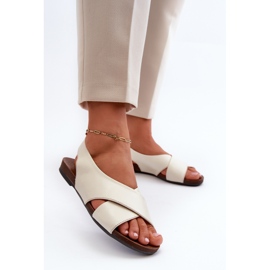 Zazoo 40407 Sandali in pelle da donna, Beige chiaro 2