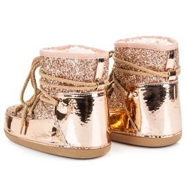 Ideal Shoes Stivali da neve legati con glitter rosa 4