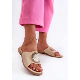 Infradito da donna con tacco piatto e decorazione Rivashea beige 2