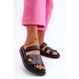 Infradito da donna in ecopelle con velcro, Silaka Nero 2