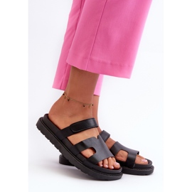 Infradito da donna in ecopelle con velcro, Silaka Nero 1