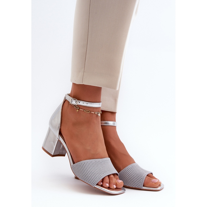 Sandali da Donna con Tacco Alto Argento Desvia 1