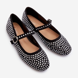 Ballerine in eco camoscio decorate con strass Tinara neri nero 1