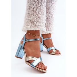 Sandali tacco alto in ecopelle Blu e Oro Abilica 2
