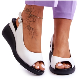 Sandali da donna su Wedge Sergio Leone SK853 White bianco 4