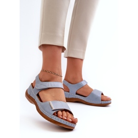 Evento Comodi sandali con velcro da donna blu Iphiope 1