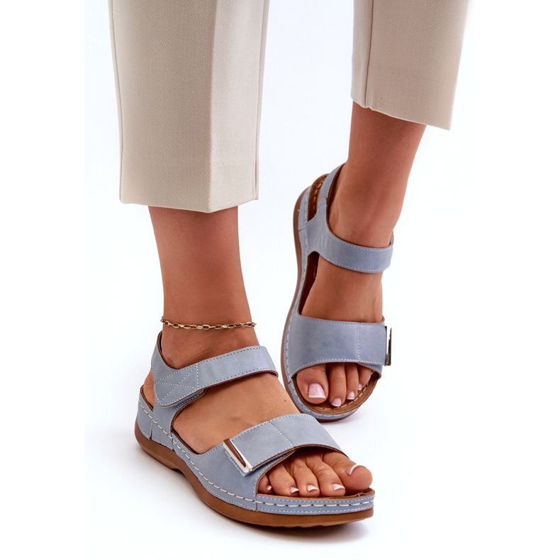 Evento Comodi sandali con velcro da donna blu Iphiope 2