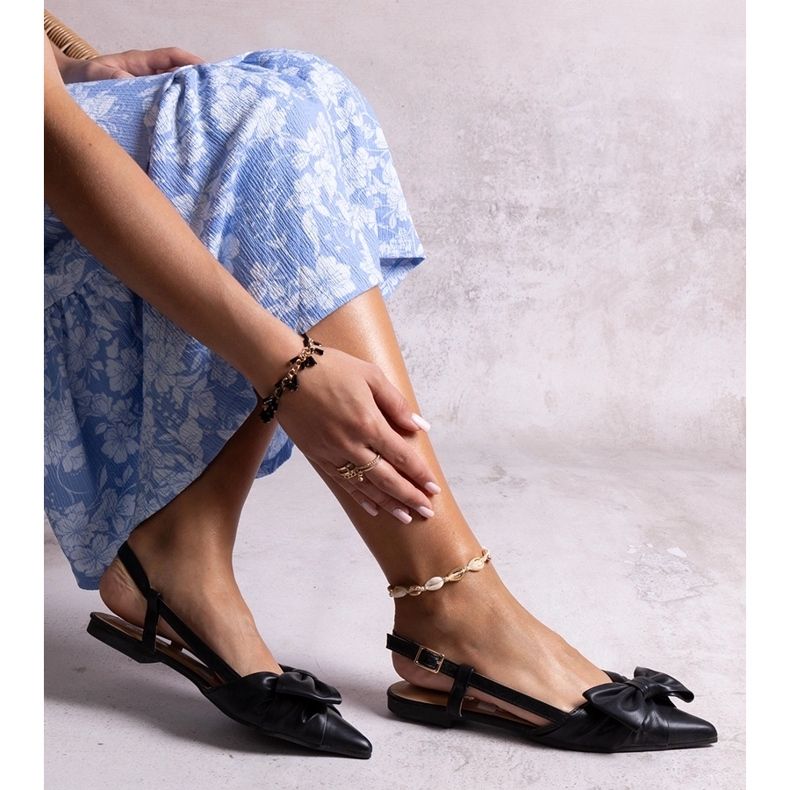 Ballerine a punta con fiocco Barira nero 1