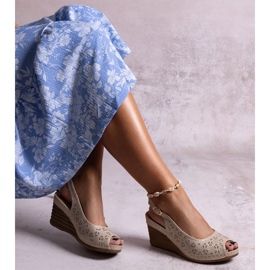 Sandali con zeppa Sakna beige 1