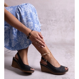 Sandali con zeppa Sakna neri nero 1