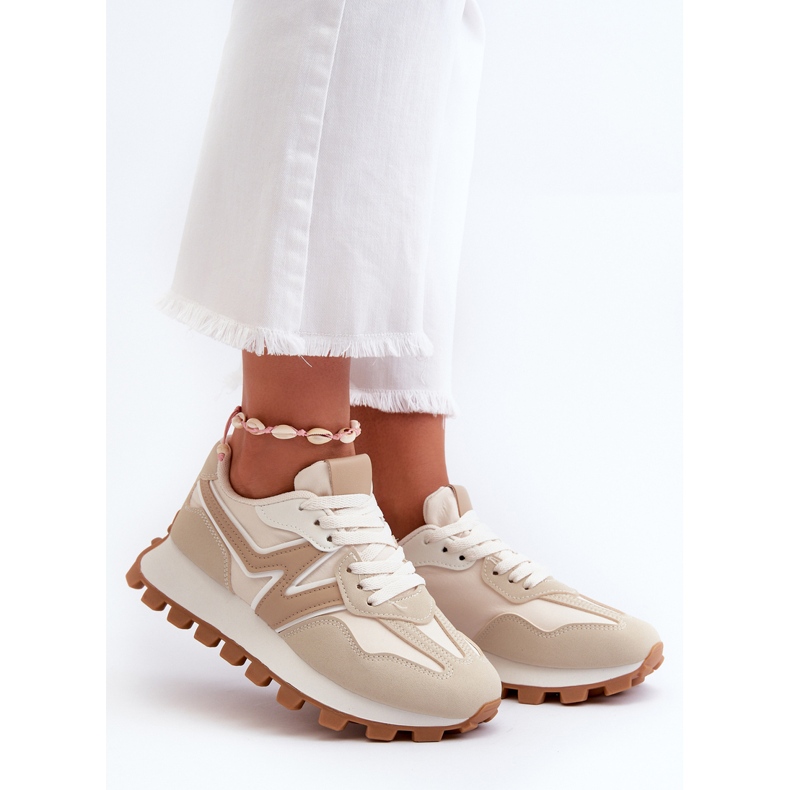 Scarpe da ginnastica sportive da donna Kalelia beige 1