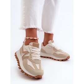 Scarpe da ginnastica sportive da donna Kalelia beige 2
