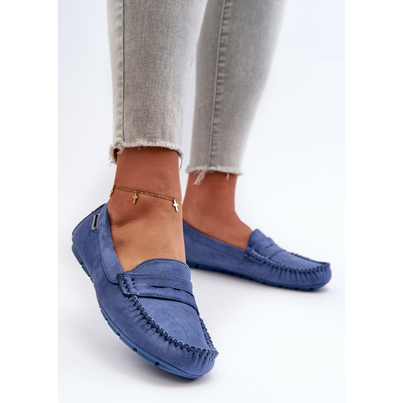 Mocassini da Donna in Eco Camoscio, Rerteria Blu 2