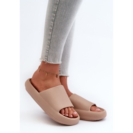 Infradito da donna in schiuma beige chiaro con suola spessa, Querceria 2