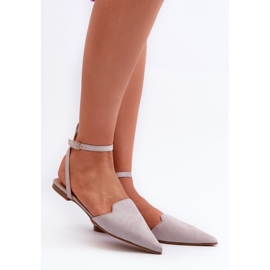 Ballerine stringate in ecopelle scamosciata con punta a punta, Ellesara Grigia grigio 1
