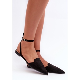 Ballerine stringate in ecopelle scamosciata con punta a punta, Ellesara Nera nero 1
