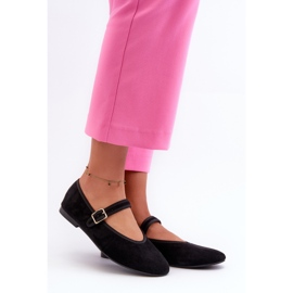 Ballerine Realizzate in Eco Pelle Scamosciata, Allacciate Con Fibbia, Anlofi Nere nero 1