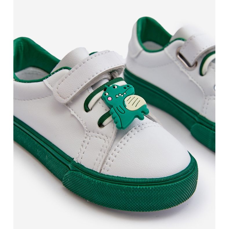 Scarpe da ginnastica per bambini Scarpe da ginnastica con spilla, Pennyn bianche e verdi bianco 2