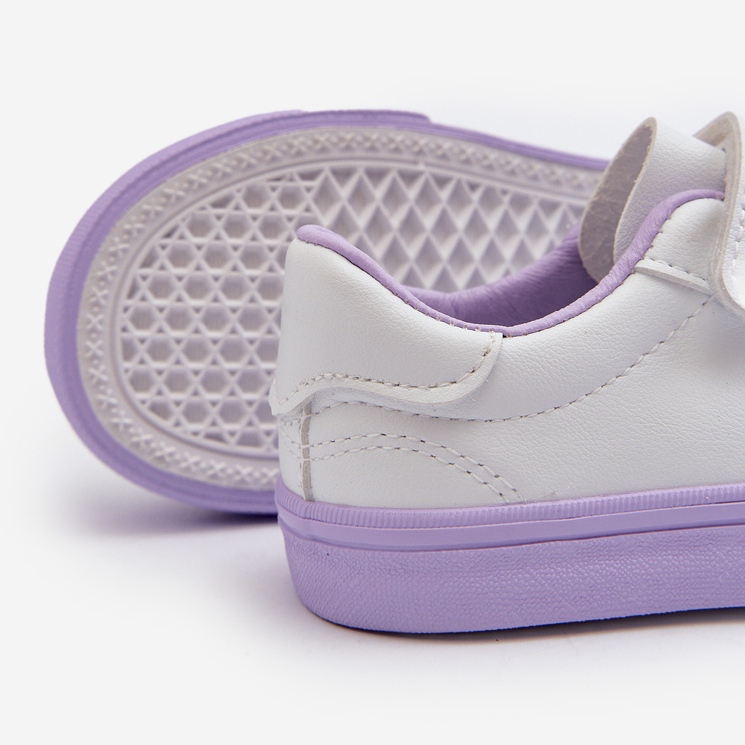 Scarpe da ginnastica per bambini Scarpe da ginnastica con spilla, Pennyn bianche e viola 2