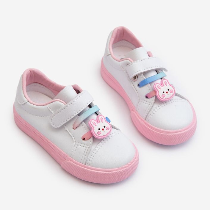 Scarpe da ginnastica per bambini Scarpe da ginnastica con spilla, Pennyn bianche e rosa 1