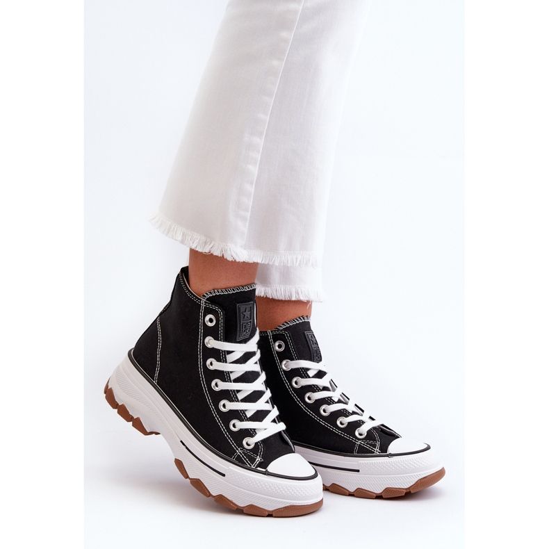 Sneakers alte da donna con plateau Nero Valvia 1