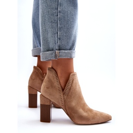 Bella Paris Stivaletti beige con motivo traforato 3