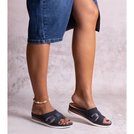 Mules leggeri blu navy con zeppa bassa di Mifsuda 1