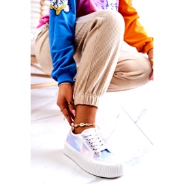 Sneaker da donna bassa sulla piattaforma blu rosa multicolore 2