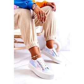 Sneaker da donna bassa sulla piattaforma blu rosa multicolore 4