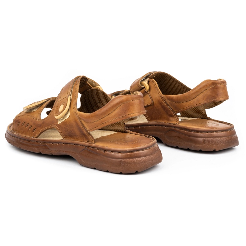 ŁUKPOL Sandali da uomo in pelle con velcro 812 marrone 3
