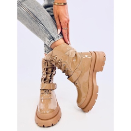 Stivali militari Jens Khaki verniciati beige 2