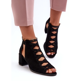 Sandali con Tacco Alto da Donna in Camoscio Maciejka 06456-01 Nero 4