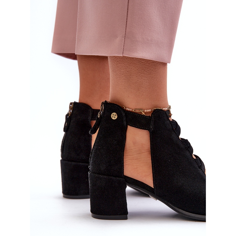 Sandali con Tacco Alto da Donna in Camoscio Maciejka 06456-01 Nero 5
