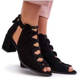 Sandali con Tacco Alto da Donna in Camoscio Maciejka 06456-01 Nero 8