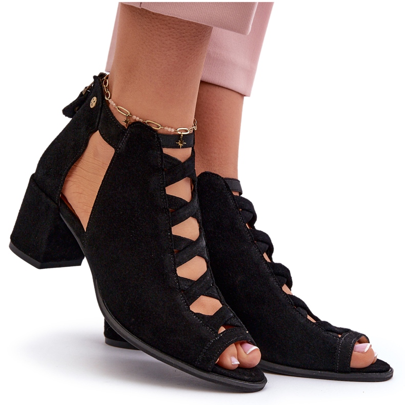 Sandali con Tacco Alto da Donna in Camoscio Maciejka 06456-01 Nero 8