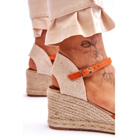 Espadrillas in pelle scamosciata Sandali con zeppa Arancione Cammer arancia 7