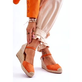 Espadrillas in pelle scamosciata Sandali con zeppa Arancione Cammer arancia 2