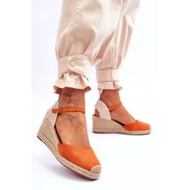 Espadrillas in pelle scamosciata Sandali con zeppa Arancione Cammer arancia 3