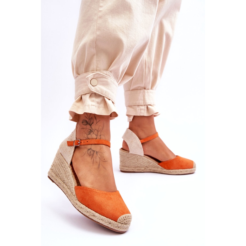 Espadrillas in pelle scamosciata Sandali con zeppa Arancione Cammer arancia 3
