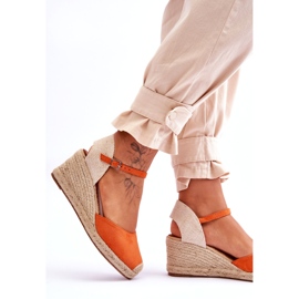 Espadrillas in pelle scamosciata Sandali con zeppa Arancione Cammer arancia 4