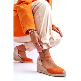 Espadrillas in pelle scamosciata Sandali con zeppa Arancione Cammer arancia 6
